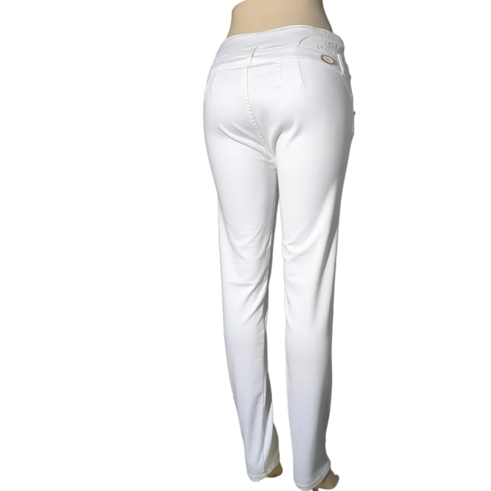 *NEW* Colombian Authentic Skinny Butt Lifter white Embroidery Jeans Size 12 - Picture 3 of 16